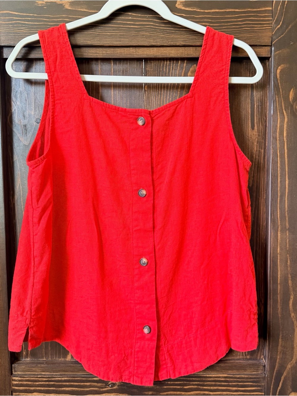 LC Lauren Conrad Bright Red Square-Neck Linen-Blend Tank - Picture 3 of 3